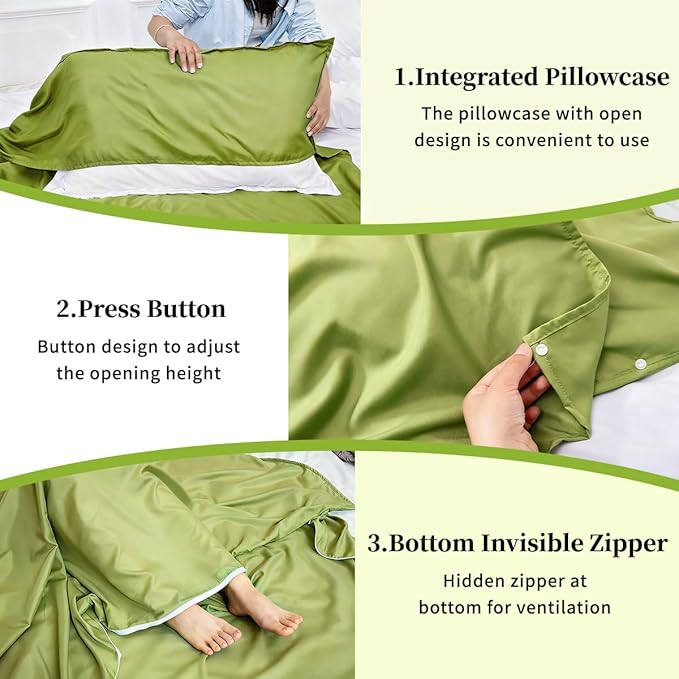 Sleeping Bag Liner Lightweight Compact Sleeping Bag Sack Portable Clean Travel Sheet Camping Sleep Sheet for Backpacking Hotel Hiking