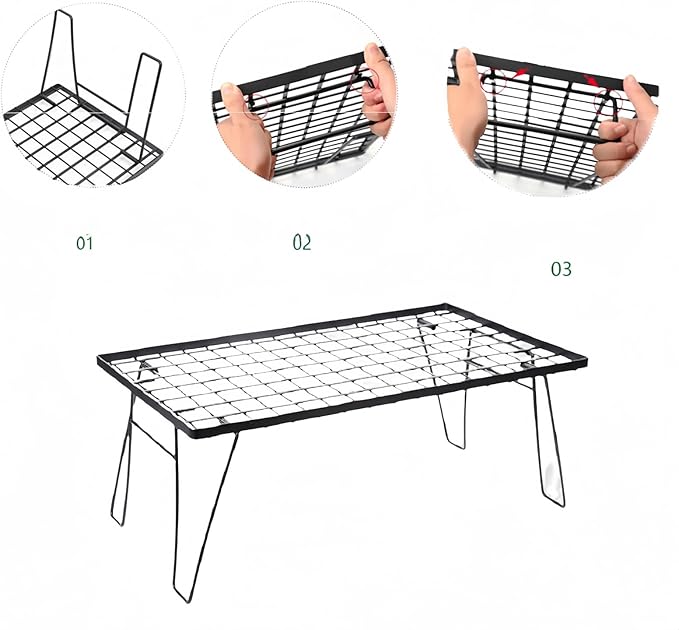 Foldable Multipurpose Stackable Storage Rack - Ideal for Camping, Indoor & Outdoor Use, 66lbs Load Capacity, Steel Construction