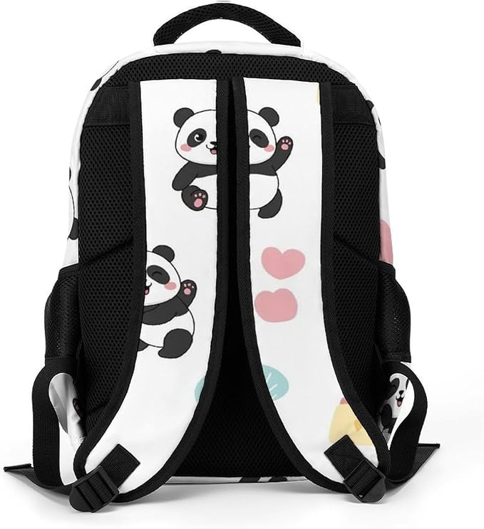 Water Resistant Travel Daypack Cute Cartoon Pandas, Lightweight Laptop Backpack with Water Bottle Pockets for Men Women College Work