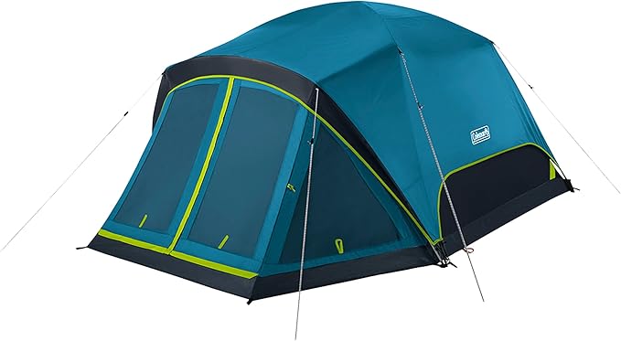Coleman Skydome Dark Room Camping Tent with Screen Porch & 5-Minute Setup, Weatherproof 4/6 Person Tent Blocks 90% of Sunlight, Rainfly & Carry Bag Included, Made of PFAS-Free Materials