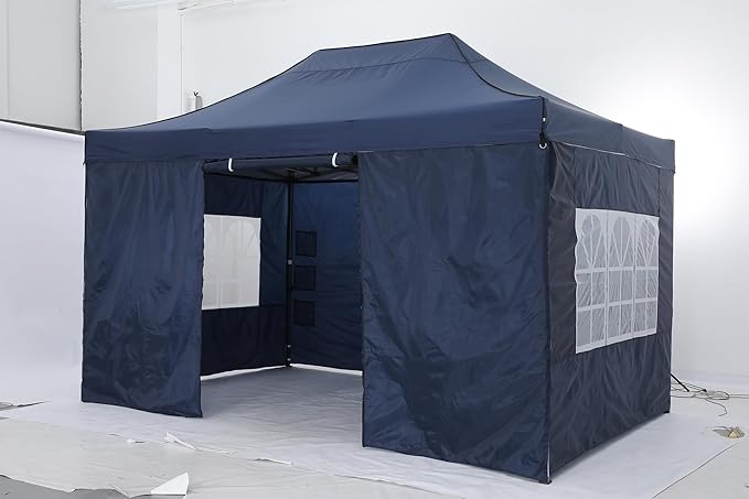 COBIZI 10x15 Pop up Canopy Tent 10x15 Canopy with 4 Sidewalls Waterproof Heavy Duty Commercial Canopy Tent for Parties Outdoor Tent Garden Gazebo Tent, Carry Bag(10x15ft, Blue)