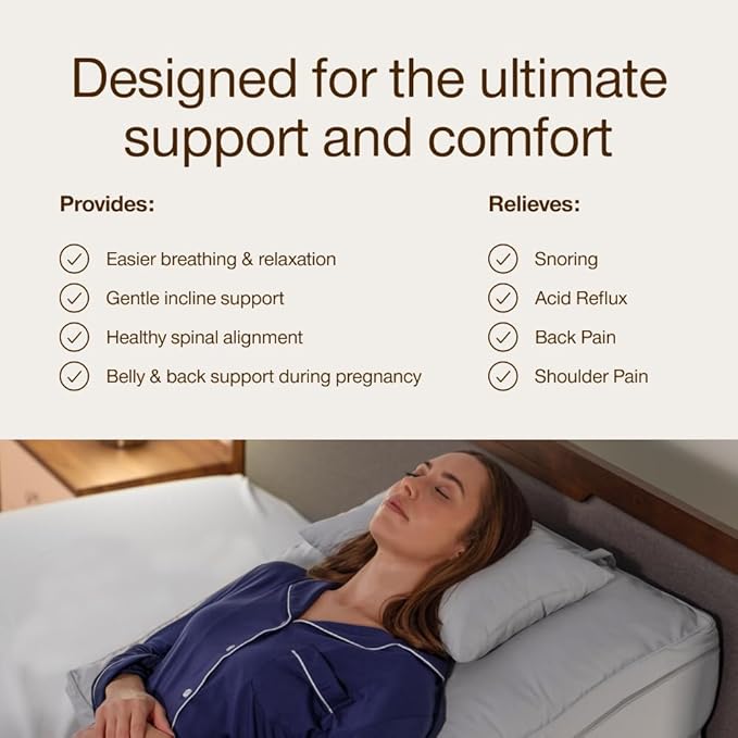 Coop Home Goods Adjustable Wedge Pillow, Ergonomic Memory Foam Pillow for Elevated Leg & Back Support, Pregnancy, Acid Reflux, Sleep Comfort & Recovery, CertiPUR-US & GreenGuard Gold Certified
