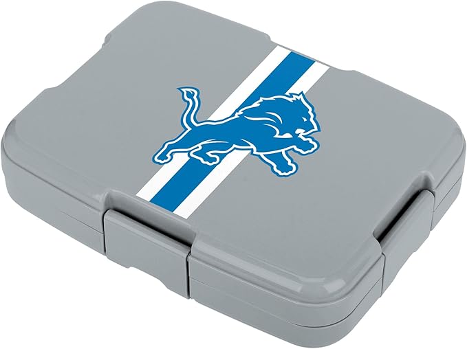 FOCO NFL Unisex-Adult Officially Licensed Team Color Stripe Primary Logo Football Leak Proof 5 Compartment Bento Lunch Box - Detroit Lions