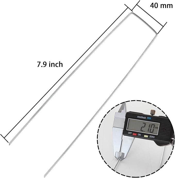 200 Pack 8 Inch Landscape Staples, Heavy Duty 11 Gauge Galvanized Steel Garden Stakes Staples Securing Pegs U-Shaped Pins for Securing Irrigation Tubing Fabric Weed Barrier Ground Sheets
