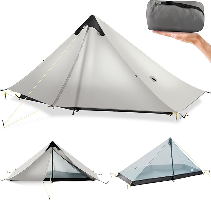 Ultralight Tent 3-Season Backpacking Tent 1 Person/2 Person Camping Tent, Outdoor Lightweight LanShan Camping Tent Shelter, Perfect for Camping, Trekking, Climbing, Hiking