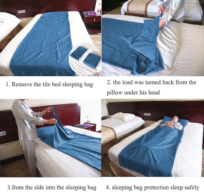 Sleeping Bag Liner Travel Sheets for Hotel Camping Sheets Travel Bed Sheets for Hotel Lightweight Single &Double Compact Sleeping Bag Sack Breathable Travel Sleeping Bag for Hotels Adult Compact Sacks