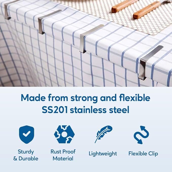 12Pcs Picnic Tablecloth Clips for Outdoor Tables - Stainless Steel Large Table Cloth Clip, Fits for 2.5” Thick Tables, Metal Clamps for Picnic Table Clips, Dining Table Cloth Holder