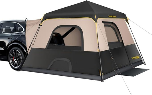 FanttikOutdoor Beta C6 Apex SUV Tent 6 Person Instant Cabin Car Tent Setup in 60 Seconds with Rainfly & Windproof Portable with Carry Bag for Family Camping, Upgraded Ventilation, Khaki