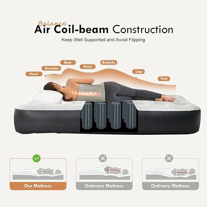 DIMAR GARDEN Twin Size Air Mattress with Built-in Pump, Inflatable Flocked AirBed Blow Up Mattress