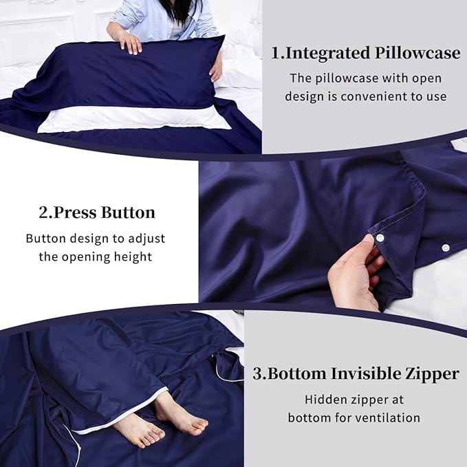 Sleeping Bag Liner Lightweight Compact Sleeping Bag Sack Portable Clean Travel Sheet Camping Sleep Sheet for Backpacking Hotel Hiking