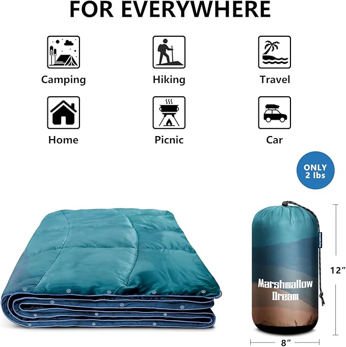 Camping Blanket, Packable Puffy Blankets Lightweight Windproof Waterproof for Outdoors,Hiking, Backpacking,Beach,Car,Picnic,Stadium
