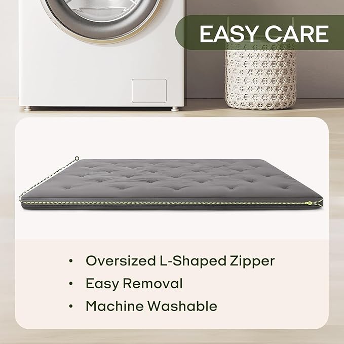 ZonLi Japanese Floor Futon Mattress Twin Size 75"x 39", 100% Cotton Cover 4'' Thicken Tatami Mattress, Foldable Sleeping Pad, Portable Dormitory Tatami Mat, Roll Up Floor Lounger Bed for Adult (Grey)