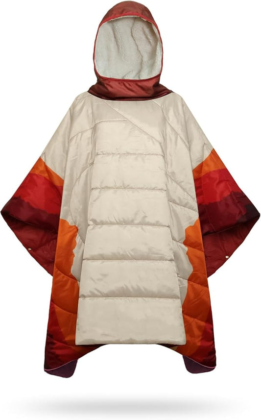 Camping Blanket, Poncho Wearable Hoodie Blankets Outdoor Waterproof Windproof