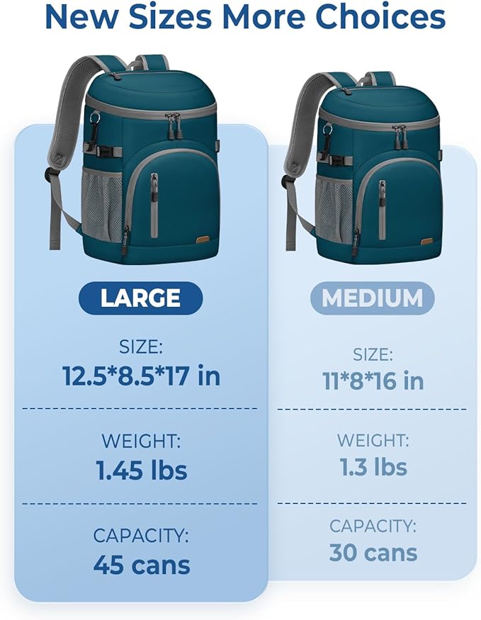 Cooler Backpack Insulated Waterproof,30/45 Cans Backpack Coolers Leakproof Lunch Backpack for Men Women Portable Soft Cooler Bag for Beach Camping Trave Picnic