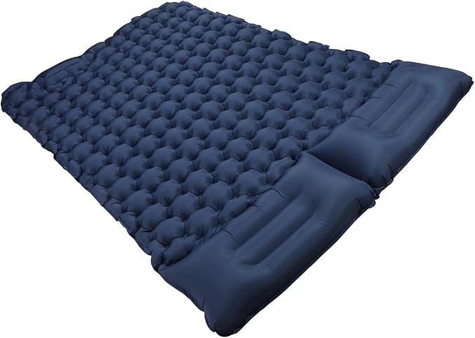Double Inflatable Camping Sleeping Pads with Built - in Pillow, Ergonomic Nylon Mat for Couples, Fast Inflation Foot Pump Design, for Outdoor Camping Hiking