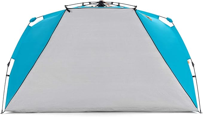 Easthills Outdoors Instant Shader Enhanced Deluxe XL Beach Tent Easy Set Up 4-6 Person Popup Sun Shelter 99" Wide for Family UPF 50+ Double Silver Coating with Extended Zippered Floor Pacific Blue