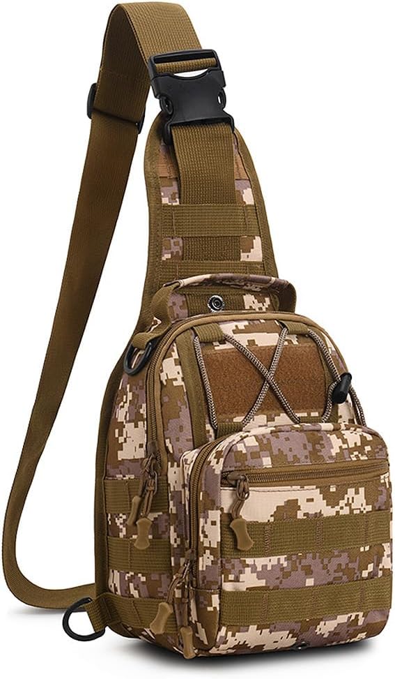 Viriber Tactical Backpack, Waterproof Military Cross-body Molle Sling Shoulder Backpack Chest Bag for Outdoor Every Day Carry Camouflage B