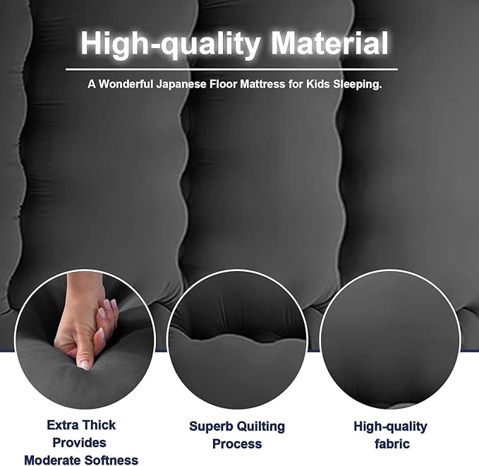 Japanese Floor Mattress,Thicken Japanese Floor Sleeping Pad Foldable,Roll Up Tatami Mat Easy to Store and Portable,Futon Mattress Suitable for Camping and Guest Room (Khaki, Full (80" X 47"))