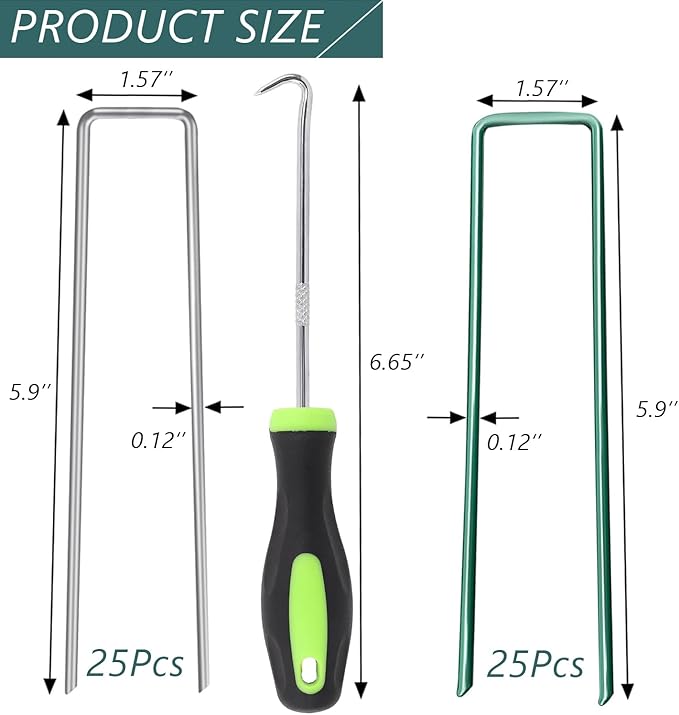 6 inches 50 Packs Galvanized Landscape Staples Garden Stakes,Toylin U-Shaped Tent Stakes, Landscape Staples Ground Stakes for Landscaping Securing Weed Barrier Fabric, Holding Fence