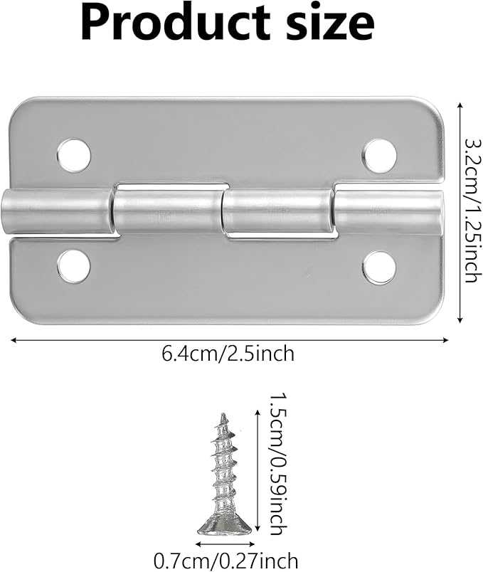 3 Pcs Cooler Hinges Replacement, Cooler Parts Stainless Steel Hinges Replacement with 12 Screws Compatible with Ice Chests Hinge Set Accessories Hinge Parts for Insulated Box