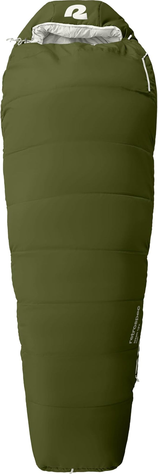 Retrospec Dream Mummy Sleeping Bag - 30°F Camping & Travel Essential Gear with Water - Resistant Shell & Synthetic Fill - Zippered Pocket & Stuff Sack