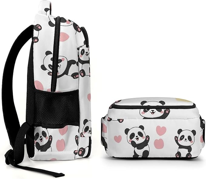 Water Resistant Travel Daypack Cute Cartoon Pandas, Lightweight Laptop Backpack with Water Bottle Pockets for Men Women College Work