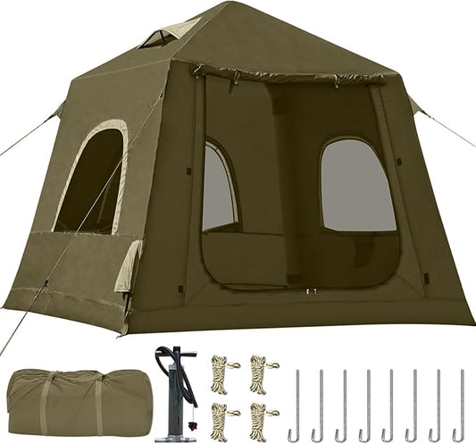Inflatable Tents for Camping,Easy Blow Up Tent with Hand Pump,4 Seasons Waterproof Air Inflatable Camping Tent House for Family Weekend Camping