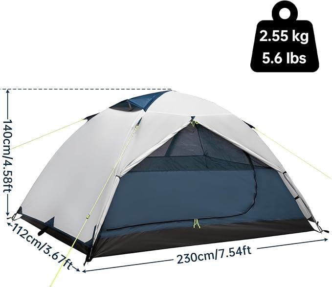 1–2 Person Backpacking Tent, Lightweight Waterproof Camping Tent with Rainfly, Easy Setup Portable Hiking Tent for Outdoor Camping