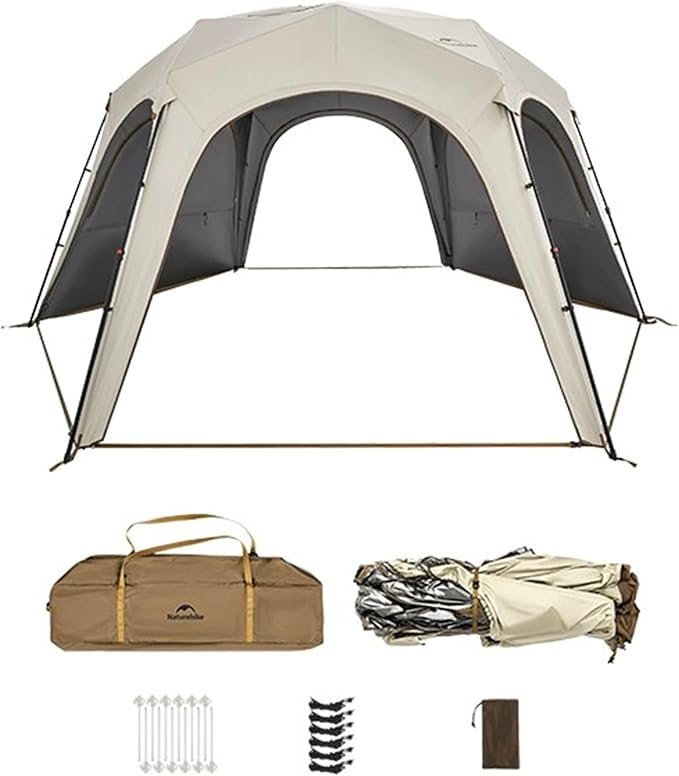 Naturehike Quarter/Hexagonal Camping Tent Canopy Sun Shade,Outdoor for Camping,Fishing,Picnics, Available with Ground Cloth,Door Curtains (Tent Canopy, Hex)