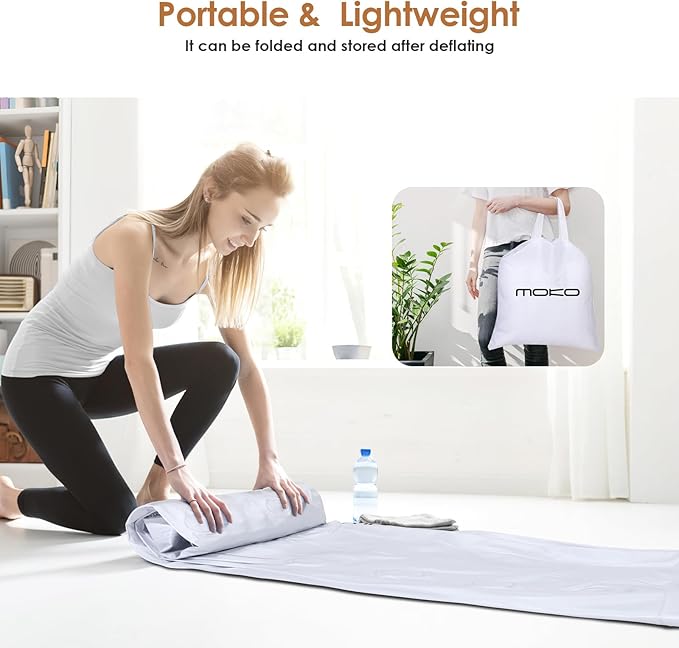 Air Mattress Queen with Built in Pump, 18'' Luxury Inflatable Mattress, 3 Min Fast Blow up Mattress with Dual-Chamber, Comfort Top - Velvety Air Bed for Home, Camping, Travel, Guests, White + Khaki