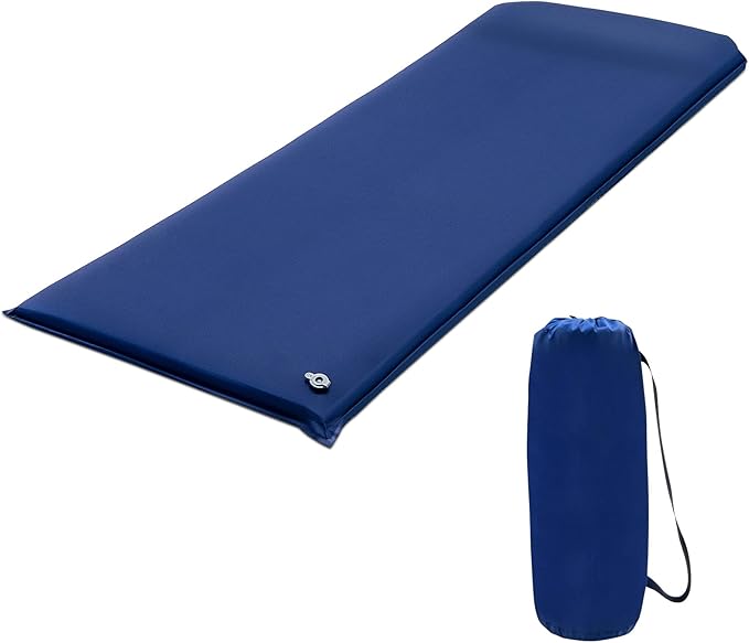 Tangkula Self Inflating Sleeping Pad, 3 Inch Inflatable Camping Mattress Pad with 9.5R Value, Insulated Foam Camping Mat with Pillow, Lightweight Camp Sleep Pad for Backpacking, Car, Tent