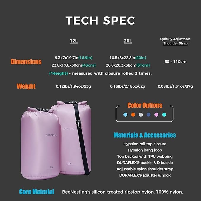 Bee Nesting Waterproof Dry Bag Lightweight Dry Sack Marine Dry Bags Suitable for swimming,kayaking,rafting boating, surfing, outdoor travel, mountaineering,hiking
