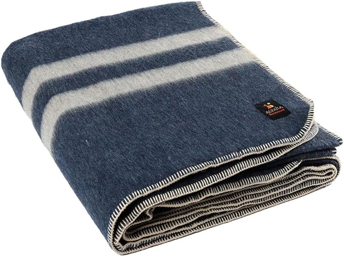 Thick Alpaca Wool Blanket Heavyweight Camping Blanket for Indoors or Outdoors | Soft Peruvian Alpaca Blankets (Blue Jean - Soft Gray, King)