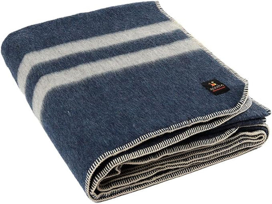 Thick Alpaca Wool Blanket Heavyweight Camping Blanket for Indoors or Outdoors | Soft Peruvian Alpaca Blankets (Blue Jean - Soft Gray, King)