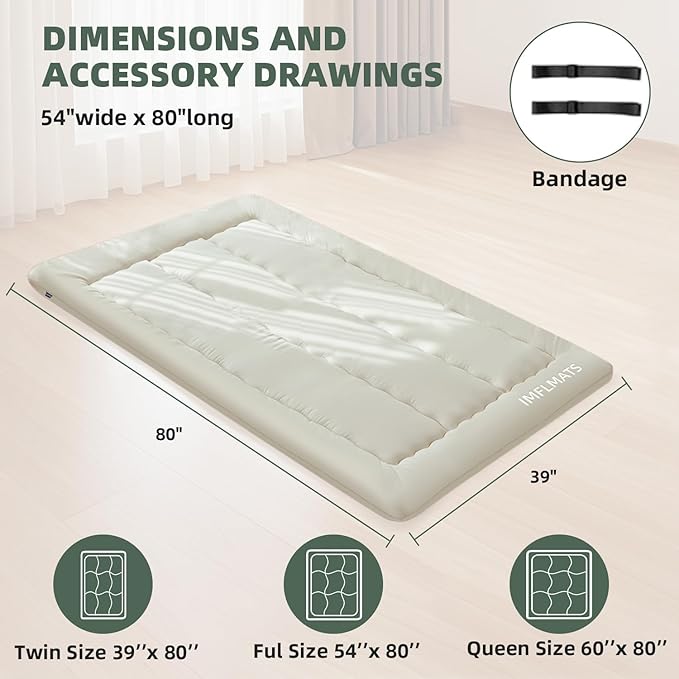 Japanese Floor Mattress Futon Mattress,3" Foldable Tatami Sleeping Pad for Adults & Kids,100% High Density Foam Comfortable Mattress Twin Size 39"x 80",Ideal for Comfort and Support,Beige
