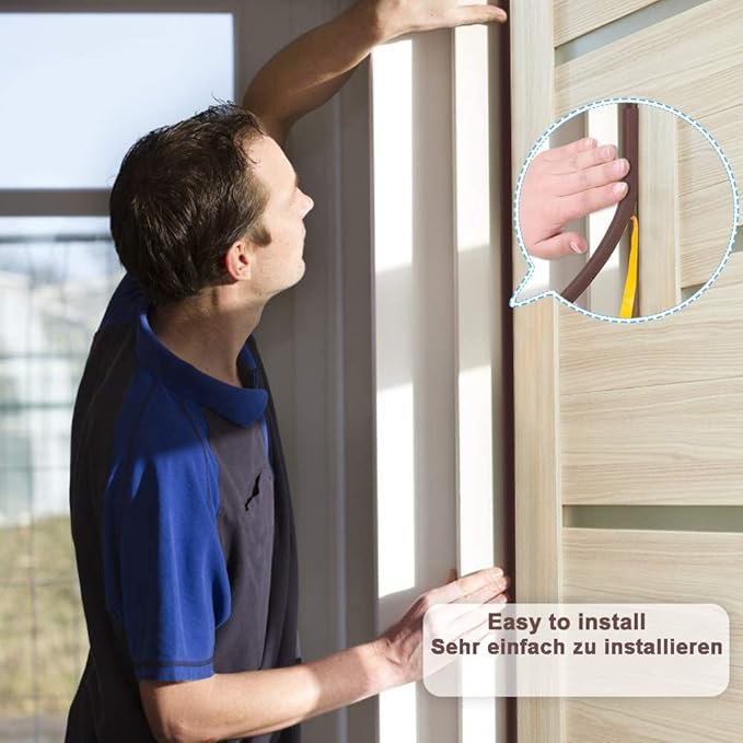Weather Stripping Seal Strip Tape, Doors Windows Frame Self Adhesive D Type Foam Sealing Tape, 32.8Ft Rubber Soundproof Insulation Cell Foam Stripping, Brown
