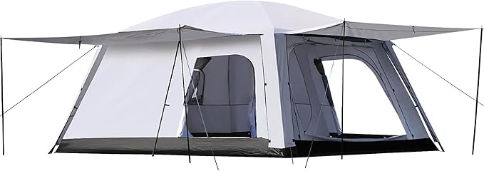 4-6 Person Camping Tent, Large Family Cabin Tents with Porch & Rainfly, Double Layer Waterproof Glamping Tent with 2 Rooms 2 Doors, Portable Big Tents for Outdoor Camping Hiking Party
