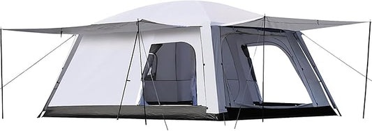 4-6 Person Camping Tent, Large Family Cabin Tents with Porch & Rainfly, Double Layer Waterproof Glamping Tent with 2 Rooms 2 Doors, Portable Big Tents for Outdoor Camping Hiking Party