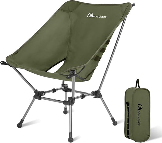 MOON LENCE Portable Camping Chair Plus, Upgraded Comfort & Size, Compact and Lightweight Still, Folding Chair for Backpacking & Hiking, 330Lbs Capacity (Green)