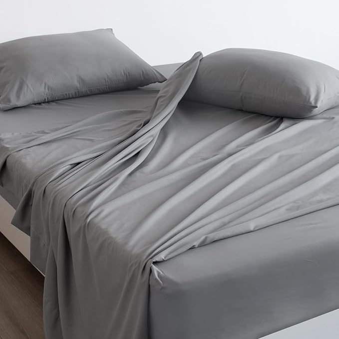 SPRINGSPIRIT Split Top King Sheets Sets for Adjustable Bed, 4 Piece Bed Sheets Set Deep Pockets, Extra Soft and Breathable Bedding Sheets, Grey