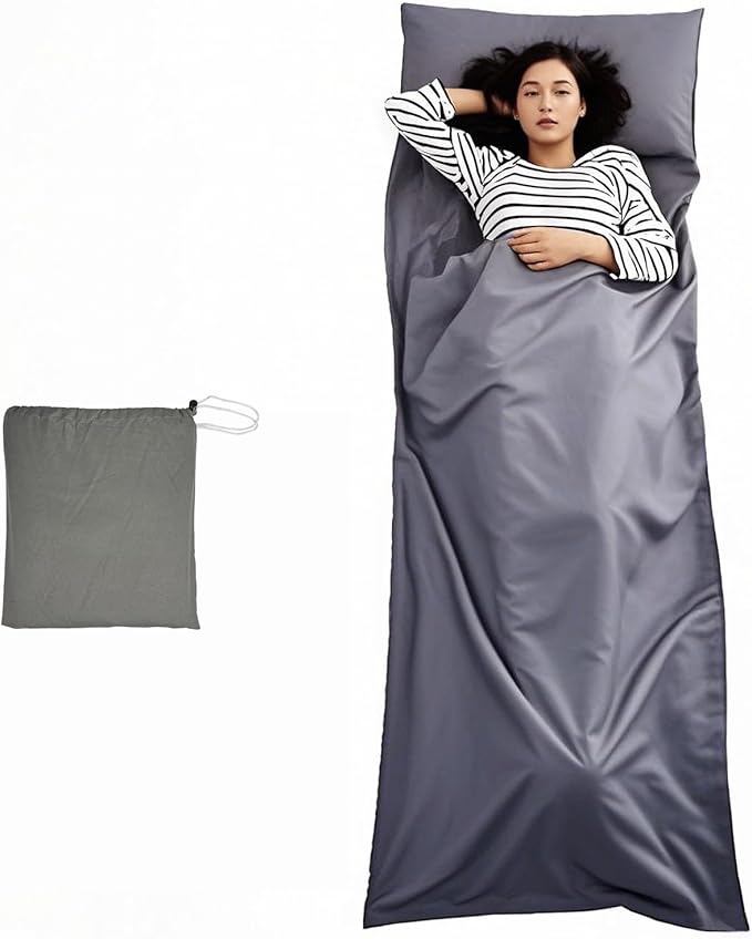 Lightweight Sleeping Bag Liner Single & Double Camping Travel Sleep Sack for Backpacking Hotels & Hostels