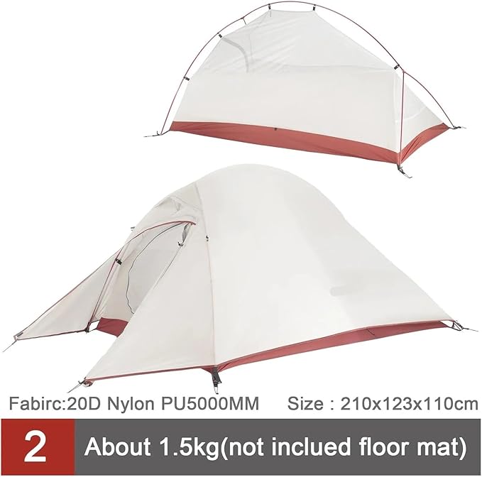 Ultralight Camping Tent Backpack 20D Nylon Waterproof Outdoor Hiking Travel Cycling 1-2 Person