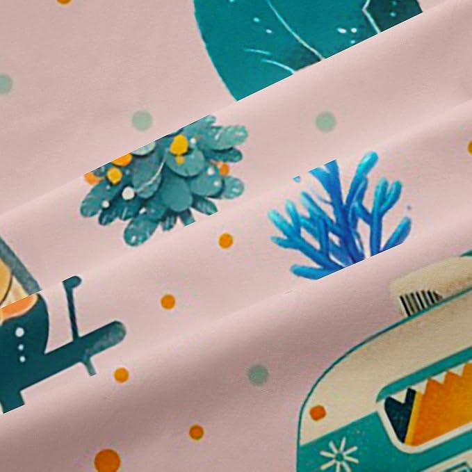 Feelyou Pink RV Camping Camper Blackout Curtains Adventure Camper Darkening Drapes for Bedroom Living Room Decor Happy Camping Thermal Insulated Shades Window Treatments, 2 Panels 42 x 84 Inch
