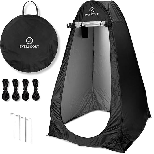Portable Pop-Up Privacy Tent – Black/Green & Carry Bag. Outdoor Shower, Toilet, and Changing shelter. Water-Repellent, Compact, UV-Protective. Privacy Tent for Camping, Beach, Hiking, and Festivals.