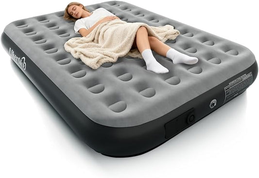 Queen Air Mattress with Built in Pump, Inflatable Mattress for Home, Blow up Air Bed 2 Min Quick Inflation and Deflation, Thin Velvet Top, 10'' Queen Size Gray