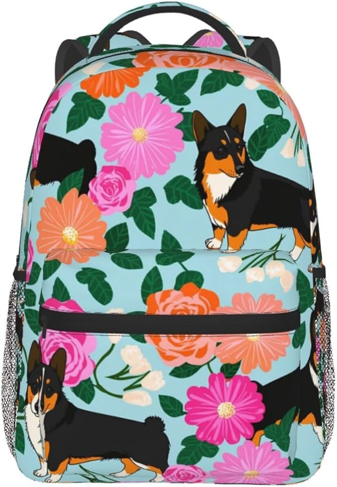 Men Women Polyester Italian Greyhound Dog Flower Daypack Big Capacity Shoulder Bag With Adjustable Shoulder Straps for Camping Travel Walking Cycling