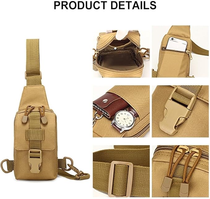 MiOYOOW Small Sling Backpack, Tactical Shoulder Chest Bag Adjustable Molle Crossbody Bag for Camping Hilking Cycling Hunting