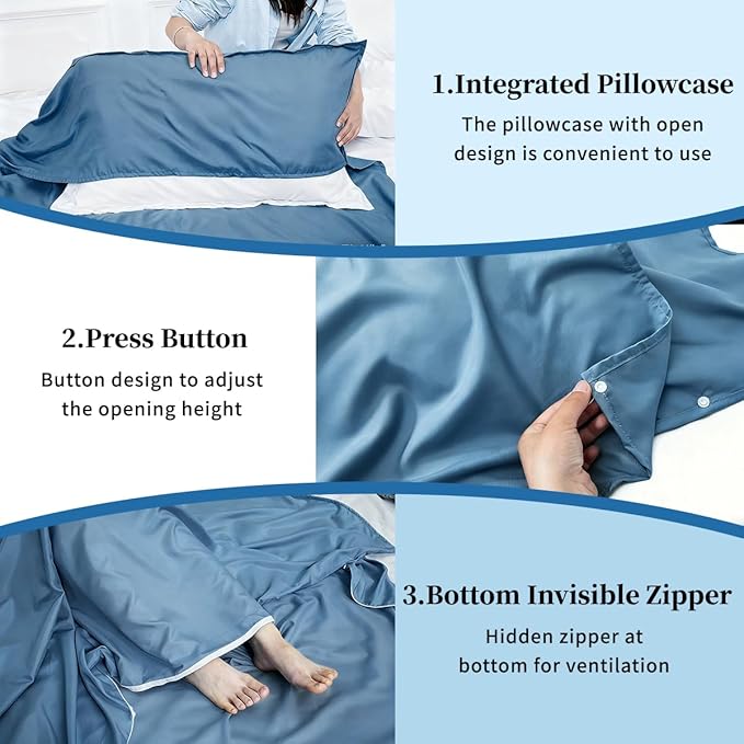 Sleeping Bag Liner Lightweight Compact Sleeping Bag Sack Portable Clean Travel Sheet Camping Sleep Sheet for Backpacking Hotel Hiking