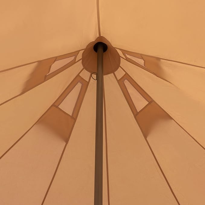 Bell Tent 118" All-Season Waterproof Canvas Camping Tent, 6.5ft Center Pole Polyester Cotton Tent for 2 Person with PVC Floor, Windproof Outdoor Camping Tent