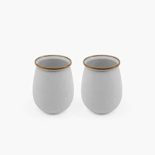 Barebones Enamel Tumblers Set of 2 - Vintage-inspired Design - Durable and Suitable for Outdoor Picnics or Camping (16 Oz, Eggshell)